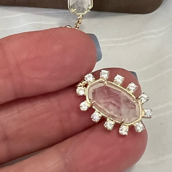 NWT RARE & Retired Kendra Scott Liesl Necklace Iridescent Drusy Rock Crystal CZ - Picture 7 of 10